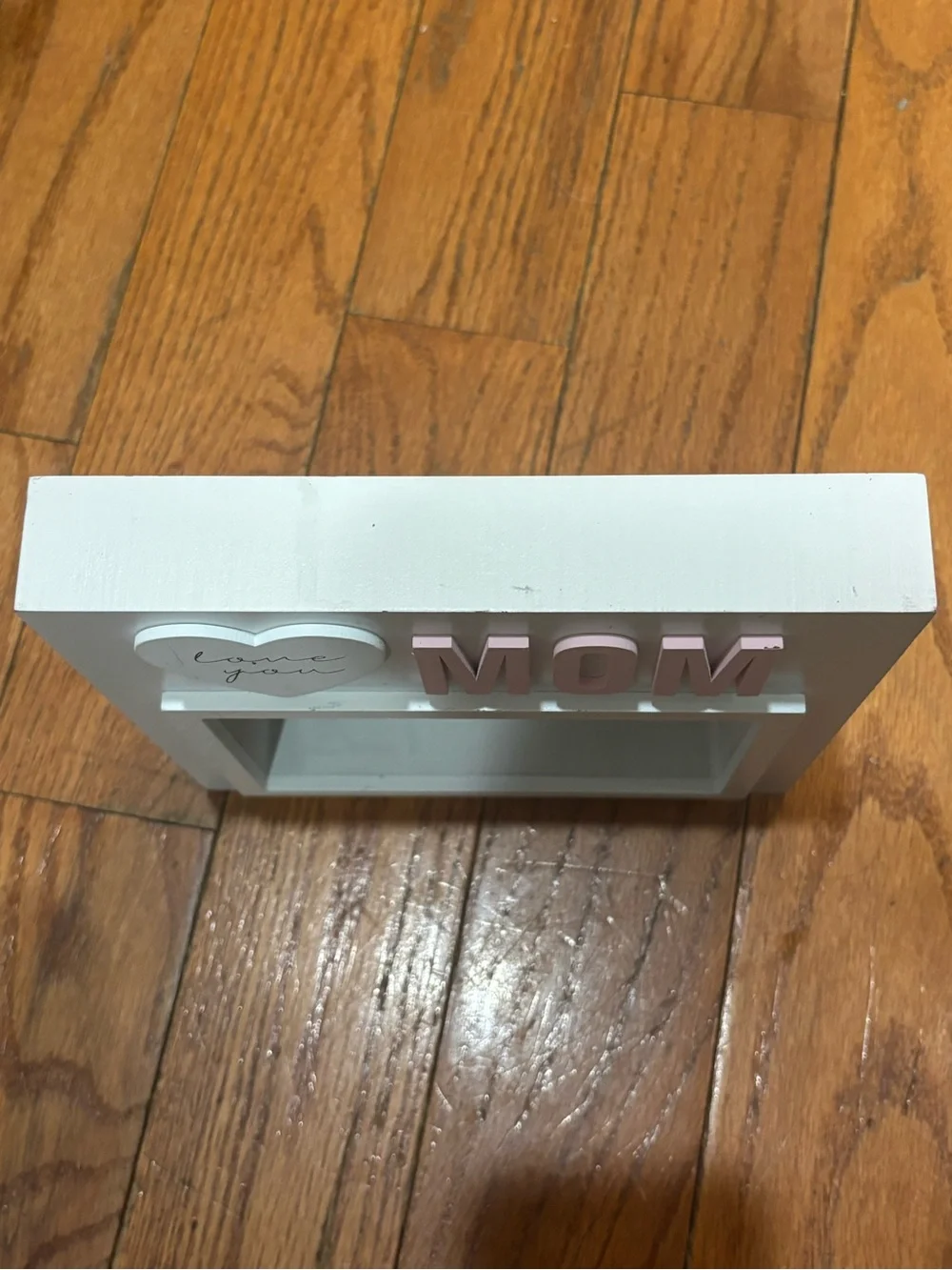 Love You MOM Photo Shadow Box Frame with Pink Lettering 4X6 picture